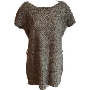 🆕 a.n.a textured short sleeve tunic sweater large pullover brown neutral